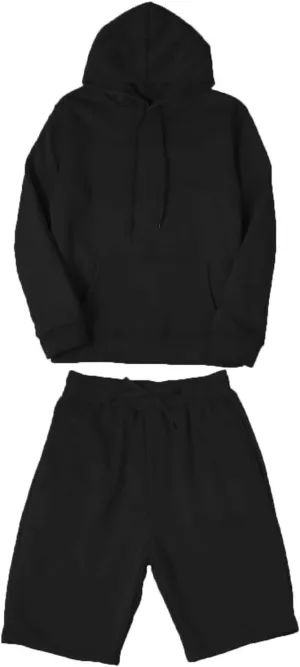Men Tracksuit 2 Piece Casual Long Sleeve Hooded Sweatshirt Shorts Loose Lightweight Athletic Jogging Suit with Pocket