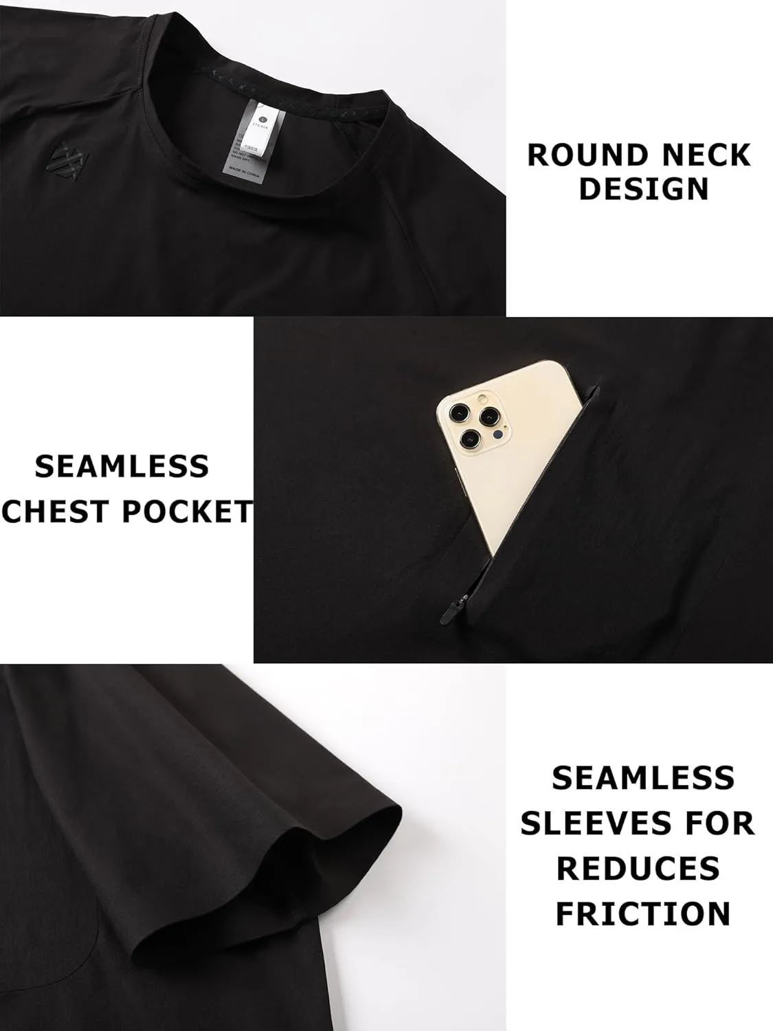 Mens Seamless Workout T-Shirts Lightweight Moisture Wicking Running Hiking Camping Tennis Pickleball Shirts for Men
