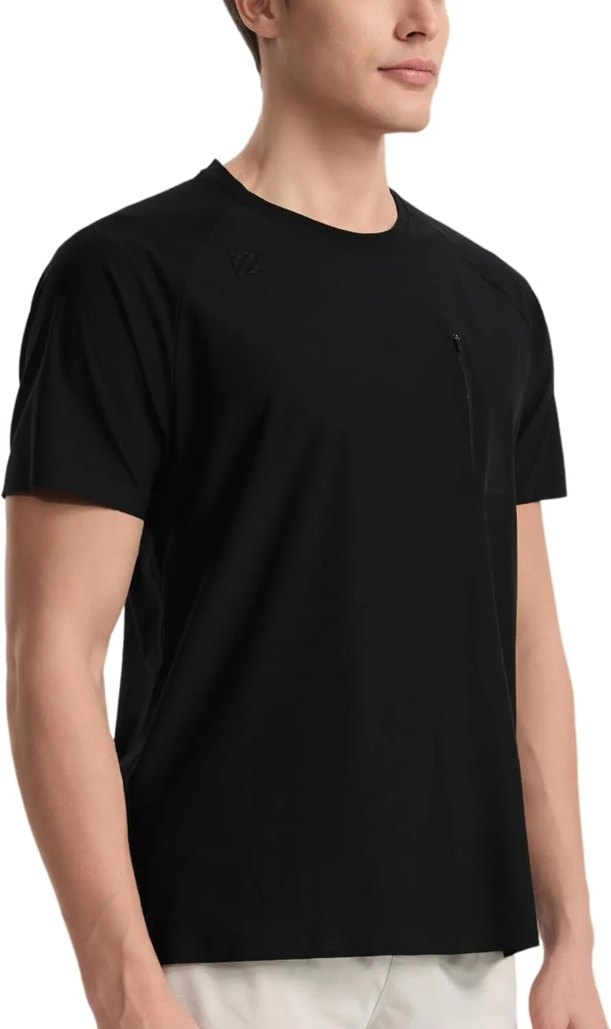 Mens Seamless Workout T-Shirts Lightweight Moisture Wicking Running Hiking Camping Tennis Pickleball Shirts for Men