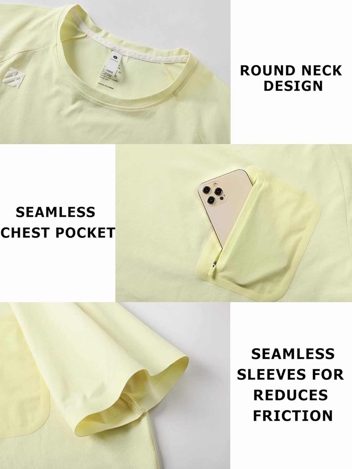 Mens Seamless Workout T-Shirts Lightweight Moisture Wicking Running Hiking Camping Tennis Pickleball Shirts for Men