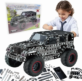 Metal Truck Building Assembly Toy 496PCS STEM Project Building Erector Sets Off-Road Car Model Kit Metal Construction Set Model Car Building Toy for Kids Ages 8  (Off Road Car)