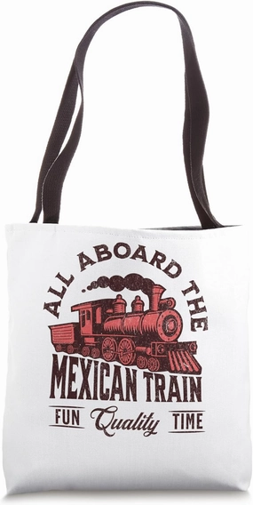 Mexican Train Dominoes All Aboard the Mexican Train Fun Time Tote Bag