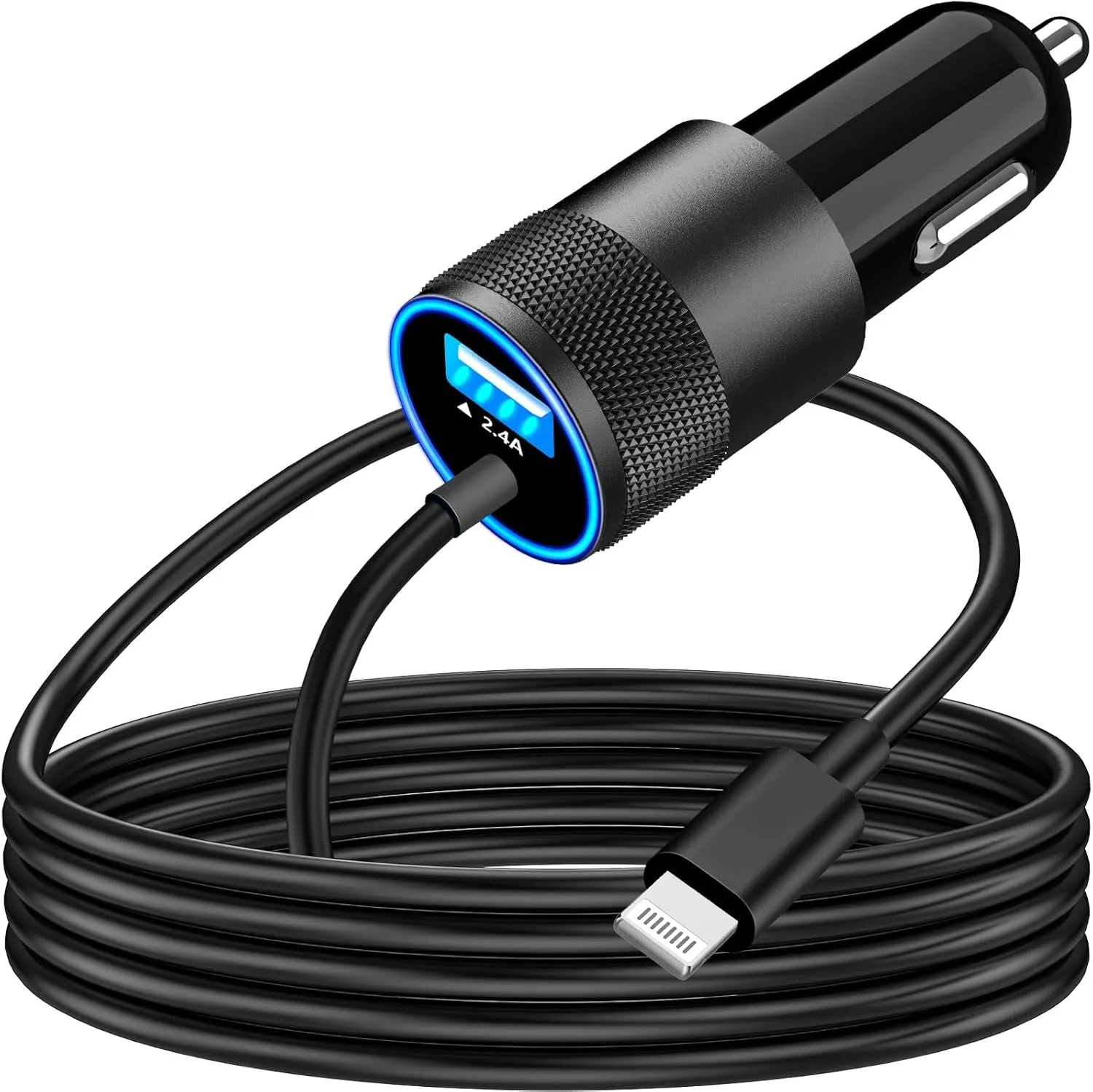 【Mfi Certified】Iphone Fast Car Charger, Braveridge 4.8A USB Car Charger Fast Charging USB-C Power Cigarette Lighter   Lightning&Type-C Cable for Iphone 16 Pro/15/14/13/12/11/Galaxy S24/S23/Pixel/Ipad