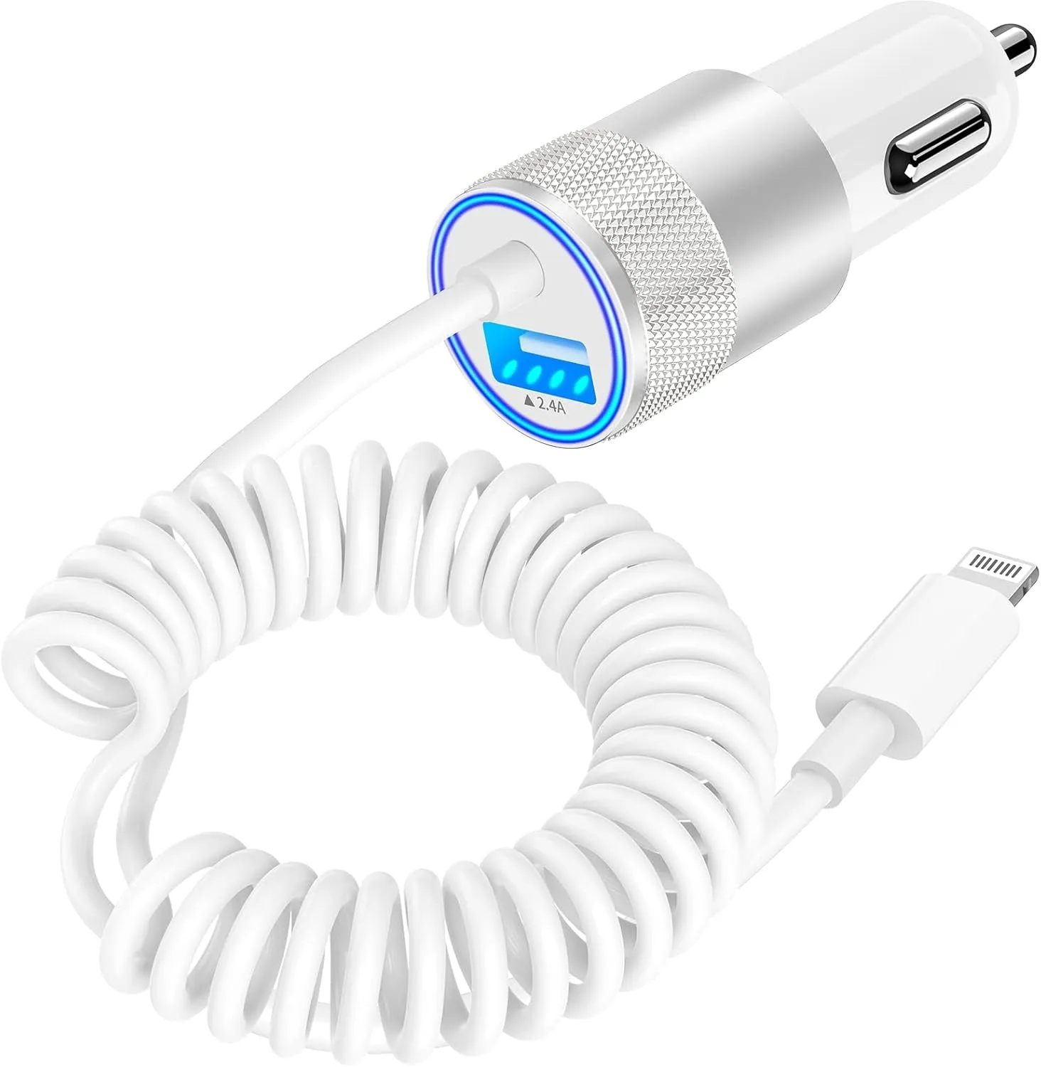 【Mfi Certified】Iphone Fast Car Charger, Braveridge 4.8A USB Car Charger Fast Charging USB-C Power Cigarette Lighter   Lightning&Type-C Cable for Iphone 16 Pro/15/14/13/12/11/Galaxy S24/S23/Pixel/Ipad