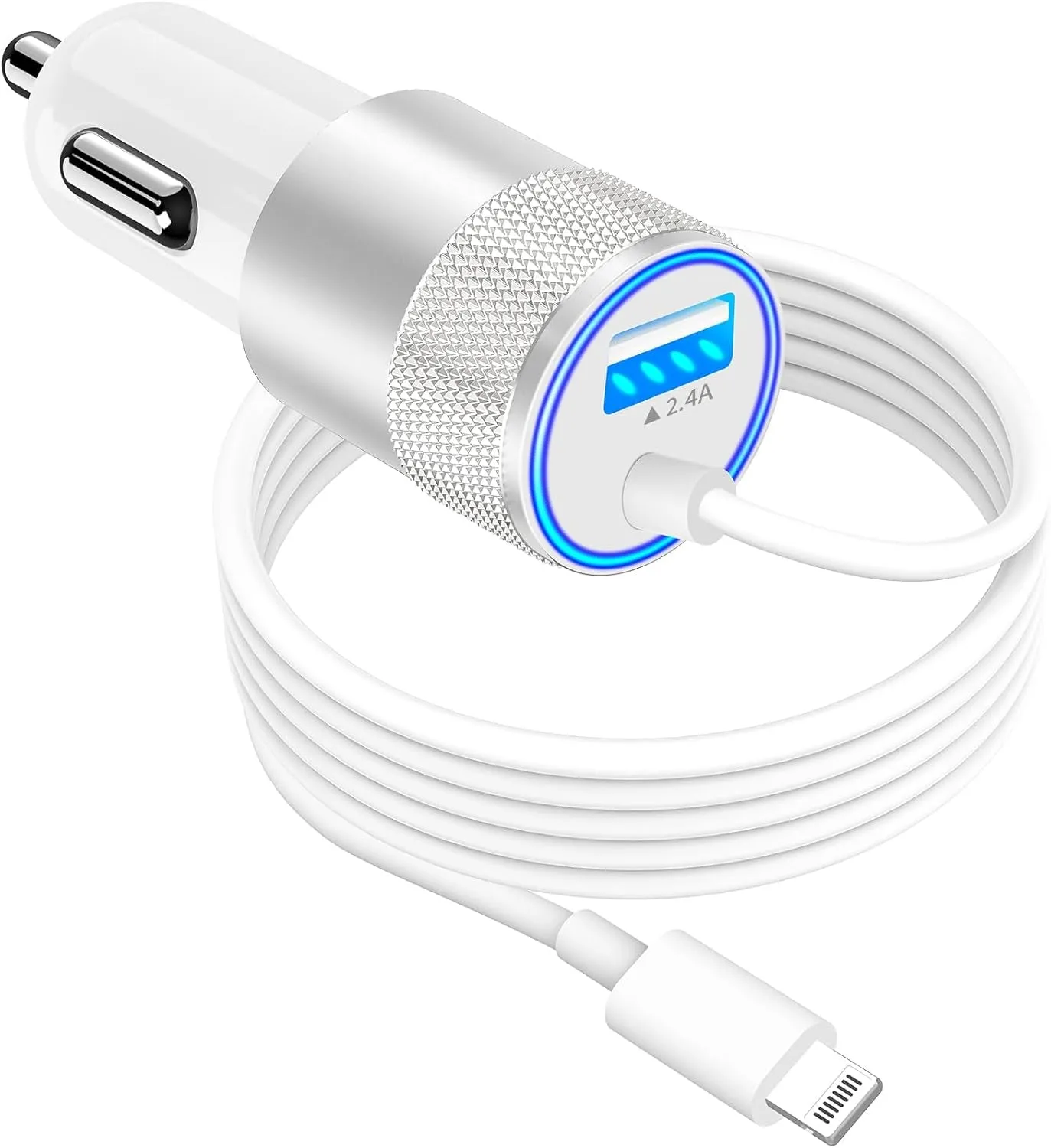 【Mfi Certified】Iphone Fast Car Charger, Braveridge 4.8A USB Car Charger Fast Charging USB-C Power Cigarette Lighter   Lightning&Type-C Cable for Iphone 16 Pro/15/14/13/12/11/Galaxy S24/S23/Pixel/Ipad
