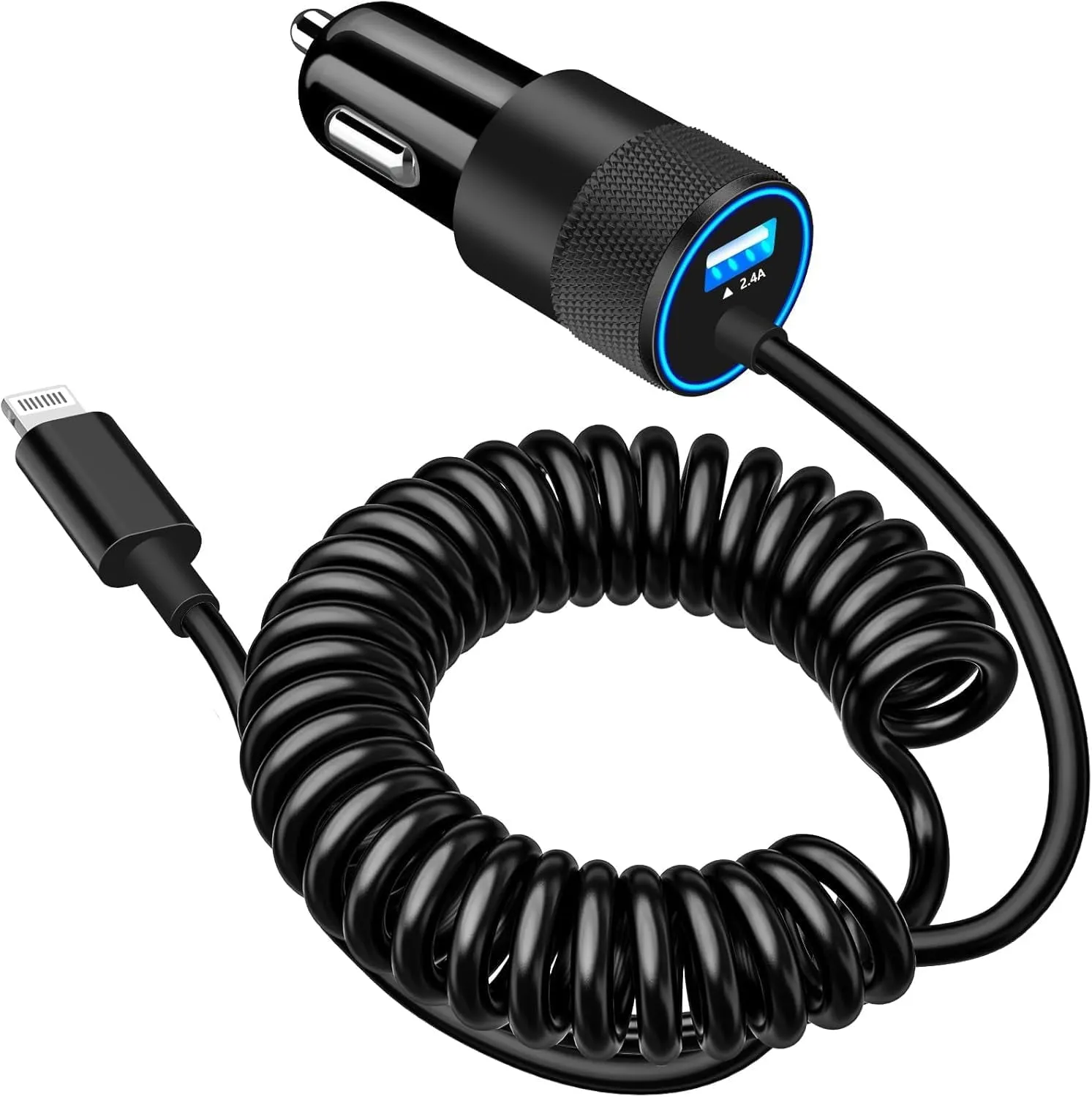 【Mfi Certified】Iphone Fast Car Charger, Braveridge 4.8A USB Car Charger Fast Charging USB-C Power Cigarette Lighter   Lightning&Type-C Cable for Iphone 16 Pro/15/14/13/12/11/Galaxy S24/S23/Pixel/Ipad
