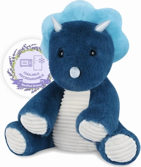 Microwavable & Coolable Triceratops Dinosaur Stuffed Animals, Heated Stuffed Animal Heating Pads for Soothing & Relaxation, Navy Blue Dino Plush for Stress Relief, Plushies Dinosaur Gifts
