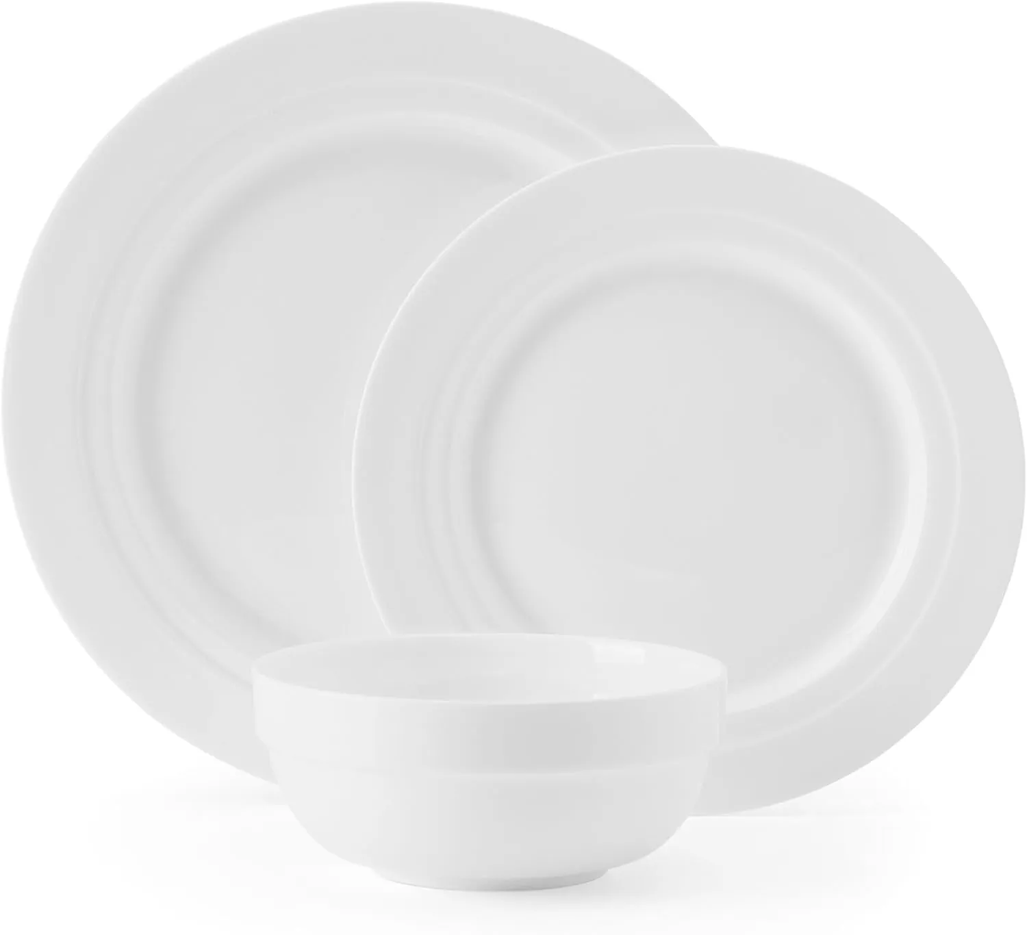 Mikasa Bentlee Bone China Lightweight Chip Resistant 12 Piece Dinnerware Set, Service for 4, White