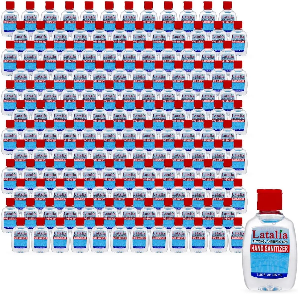 Mini Hand Sanitizer | Pack of 96 Unscented Hand Sanitizer Travel Size with 80% Alcohol, Pocket-Friendly, Quick-Dry, Moisturizing & Everyday Clean Hands (55ml & 1.85 fl. oz)