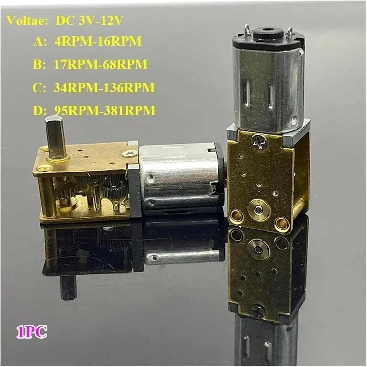 Mini N20 All Metal Gear Motor DC 3V-12V 4RPM-381RPM Slow Speed High Torque Dual Axis Engine Worm Reduction Motor Smart Robot Car(D 95RPM-381RPM_SINGLE SHAFT)