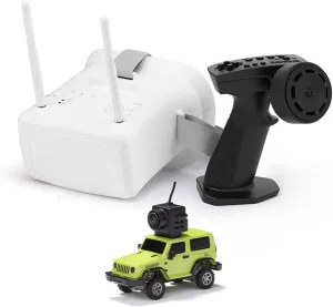 Mini RC Full Proportional Car, 1/64 Scale 2.4G RTR Romote Control Electric Vehicle Model, High Speed Climbing Off-Road Car with FPV Goggles