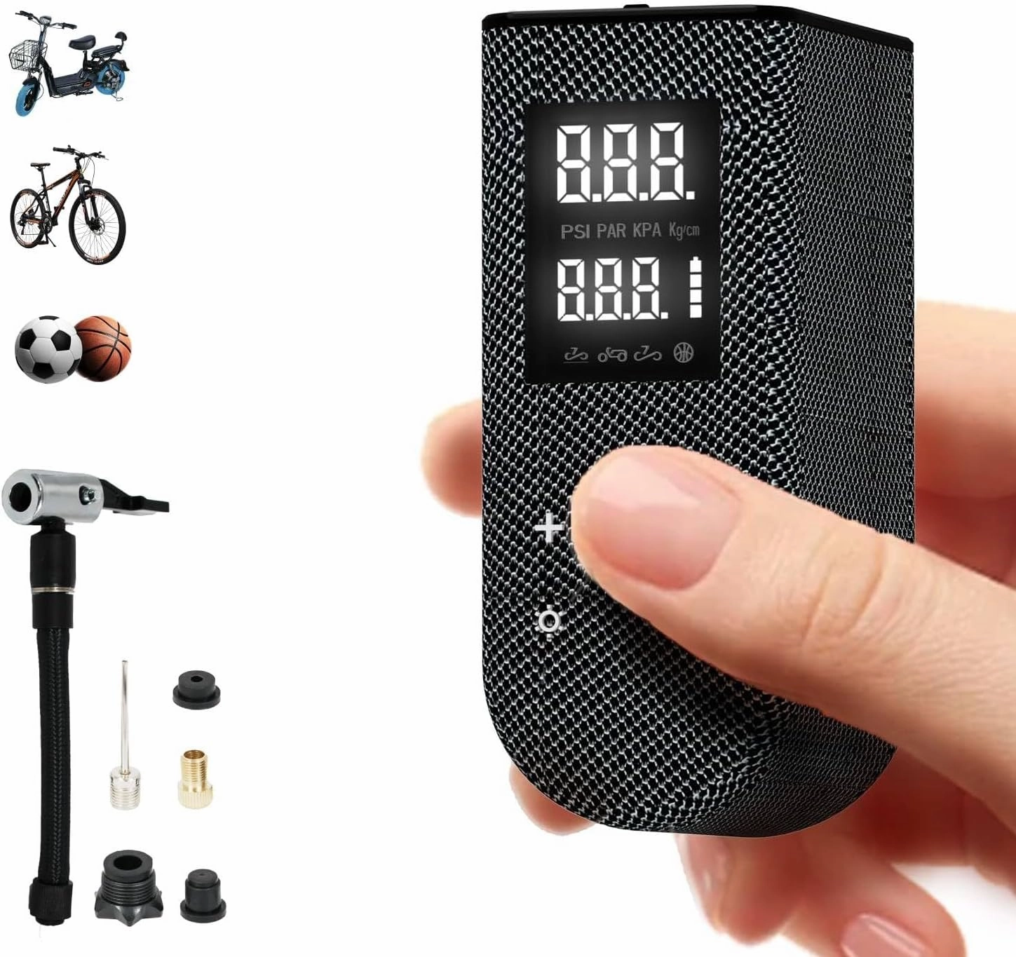 Mini Bike Pump - 100 PSI Portable Bike Pump with Presta & Schrader Valves, Auto Stop & Heat Dissipation, Rechargeable Electric Bicycle Pump for Road & Mountain Bikes, Motorcycle, Sports Balls