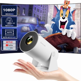 Mini Projector with Wifi and Bluetooth 210°Rotatable Portable Smart Projector Built-in Android TV 11.0 1080P Support Short Throw Outdoor Auto Keystone 150'' Screen Home Theater Projector for Phone/PC