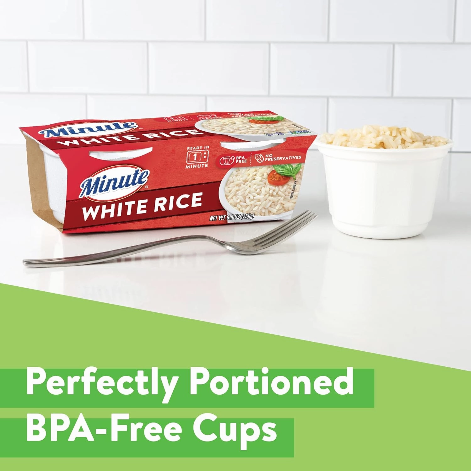 Minute Ready-to-Serve White Rice, Microwavable Rice Cups, 8.8-Ounce Cups (Pack of 8)