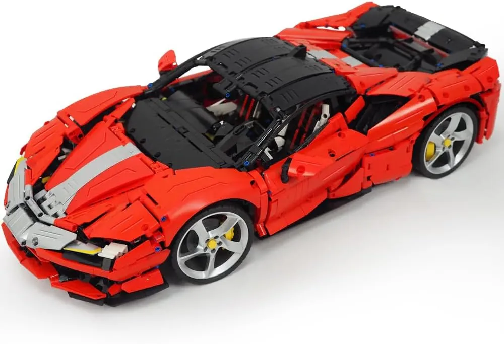 MISINI M6419 1:8 Sports Car Building Blocks Set, 4100 Pieces MOC Roadster Model With Red and Yellow Exterior Parts, Collectible Car Gifts for Adults, Teens and Kids