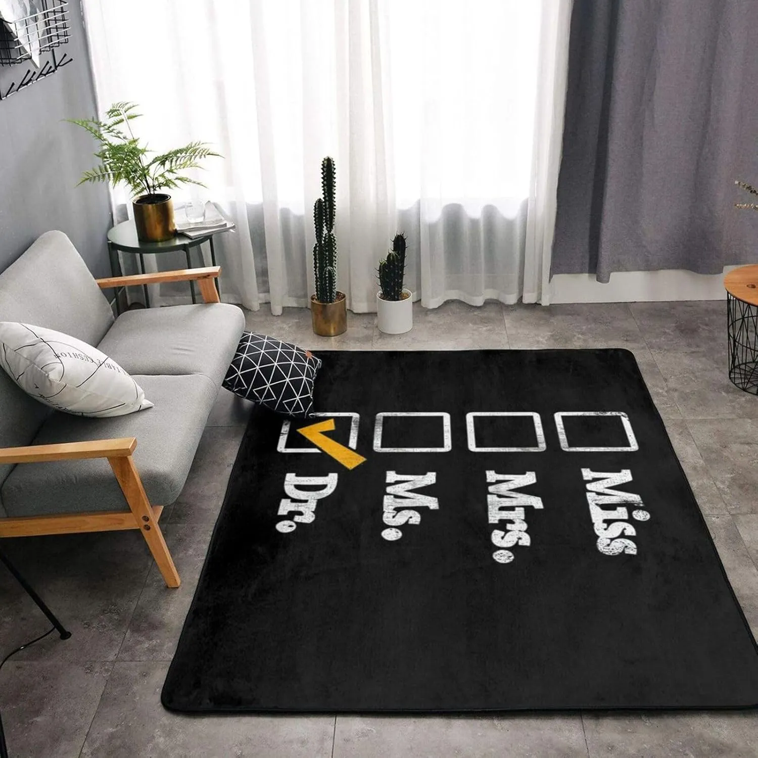 Miss Mrs Ms Doctor Area Rug for Living Room Bedroom - Soft Non-Slip Low Pile Washable Floor Mat, Perfect for Kitchen, Dining Room, Nursery, Office