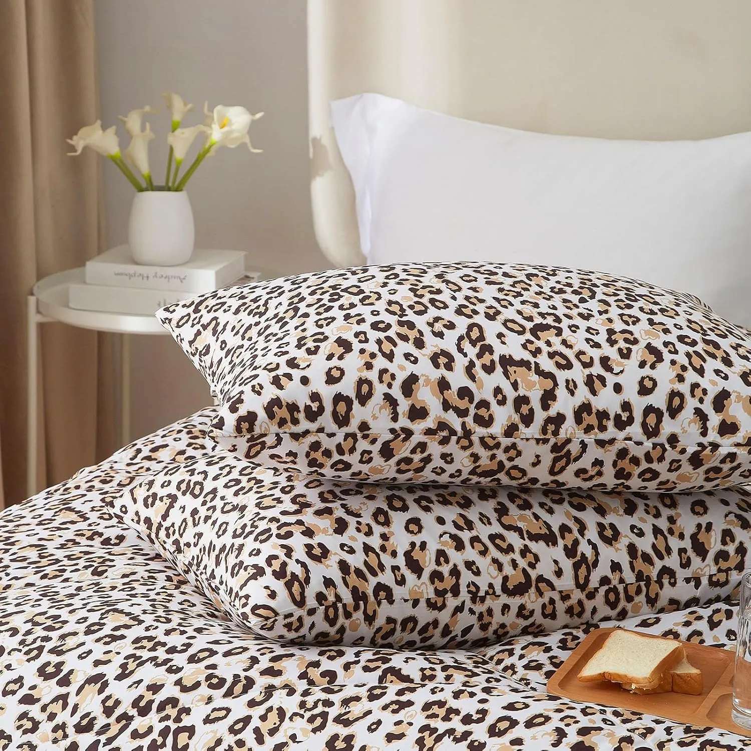 mixinni Black Brown Leopard Print Comforter Set Twin XL Size Women Ultra Soft Wildlife Animal Cheetah Print Comforter Men Abstract Bedding Set with 2 Pillowcases for All Seasons-Twin XL Size
