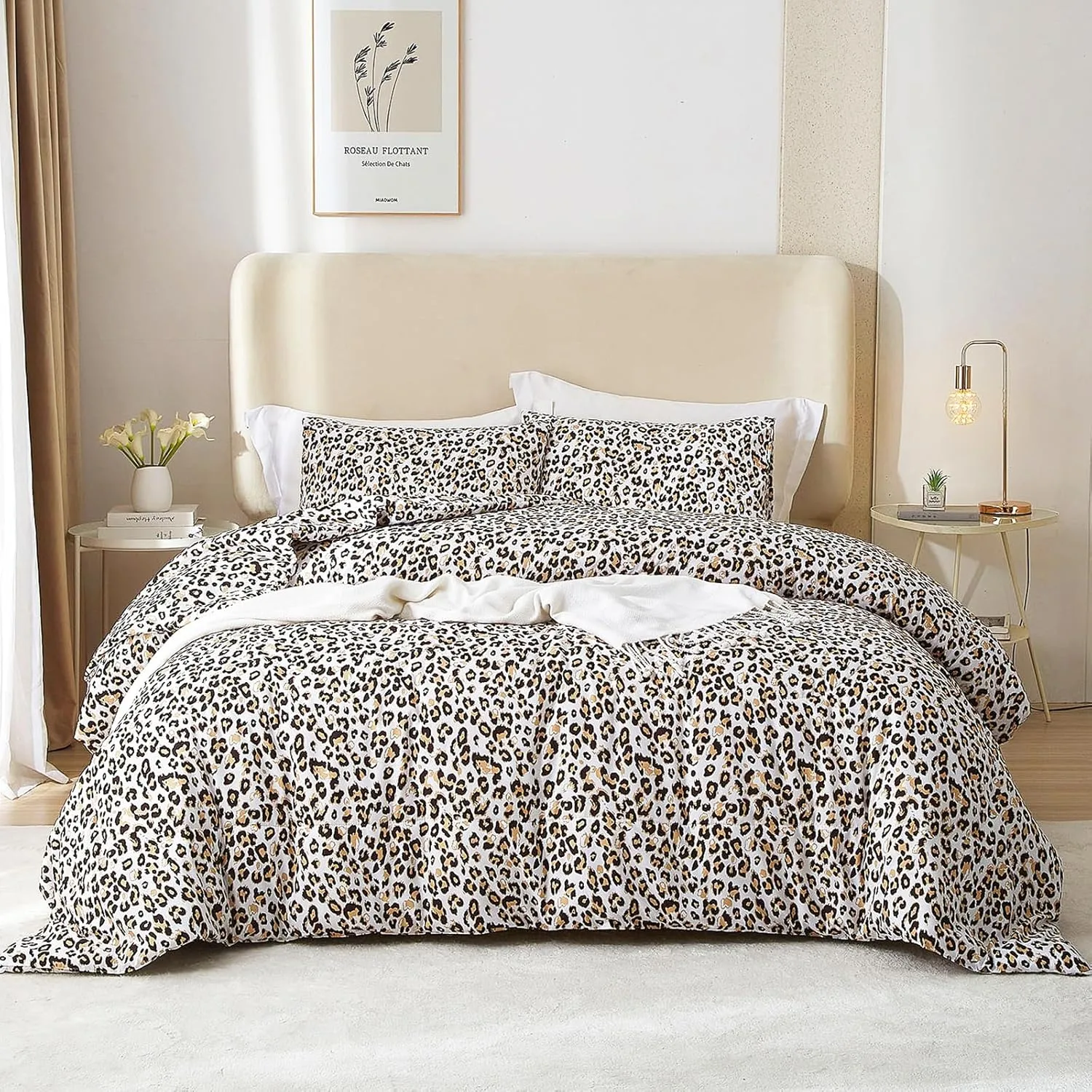 mixinni Black Brown Leopard Print Comforter Set Twin XL Size Women Ultra Soft Wildlife Animal Cheetah Print Comforter Men Abstract Bedding Set with 2 Pillowcases for All Seasons-Twin XL Size