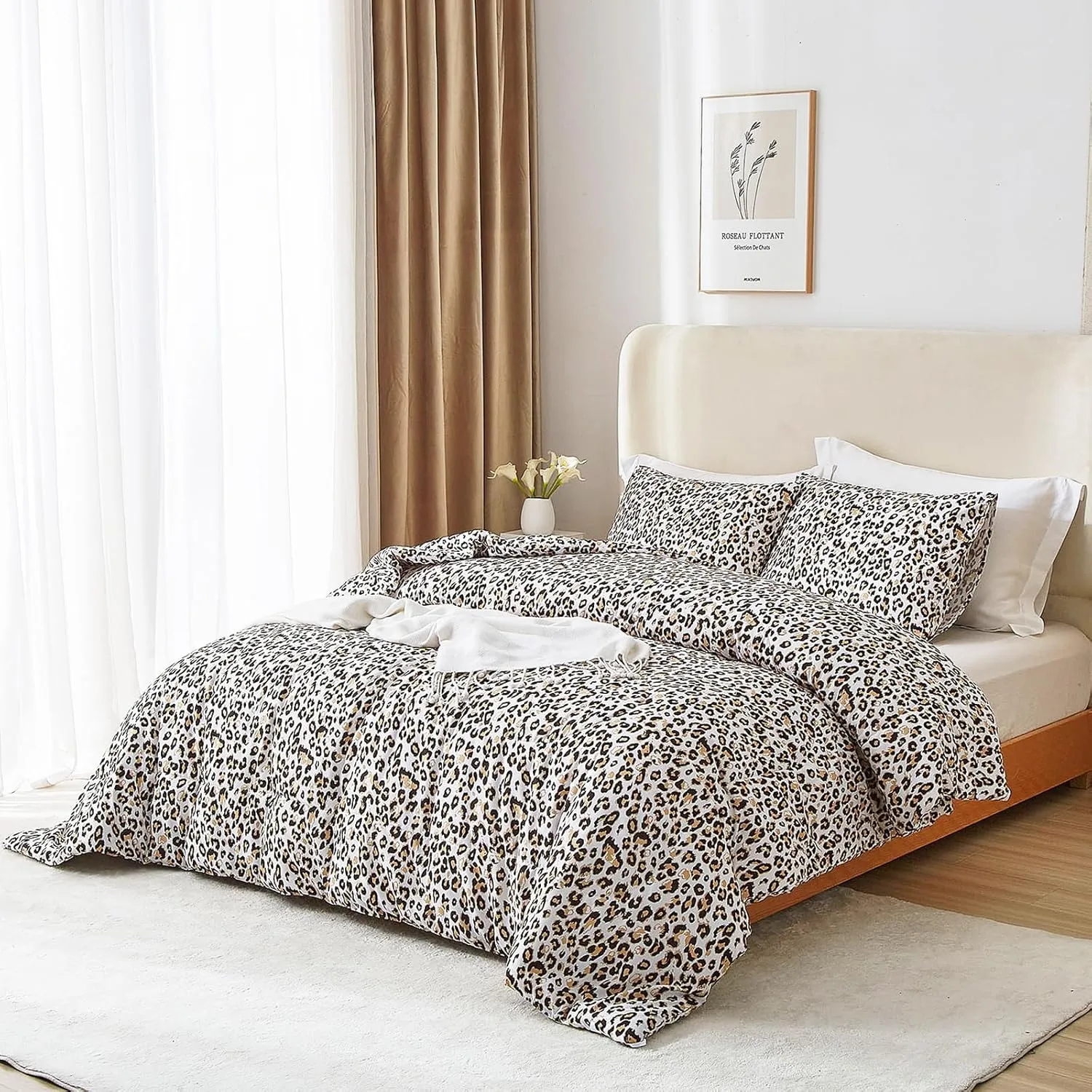 mixinni Black Brown Leopard Print Comforter Set Twin XL Size Women Ultra Soft Wildlife Animal Cheetah Print Comforter Men Abstract Bedding Set with 2 Pillowcases for All Seasons-Twin XL Size