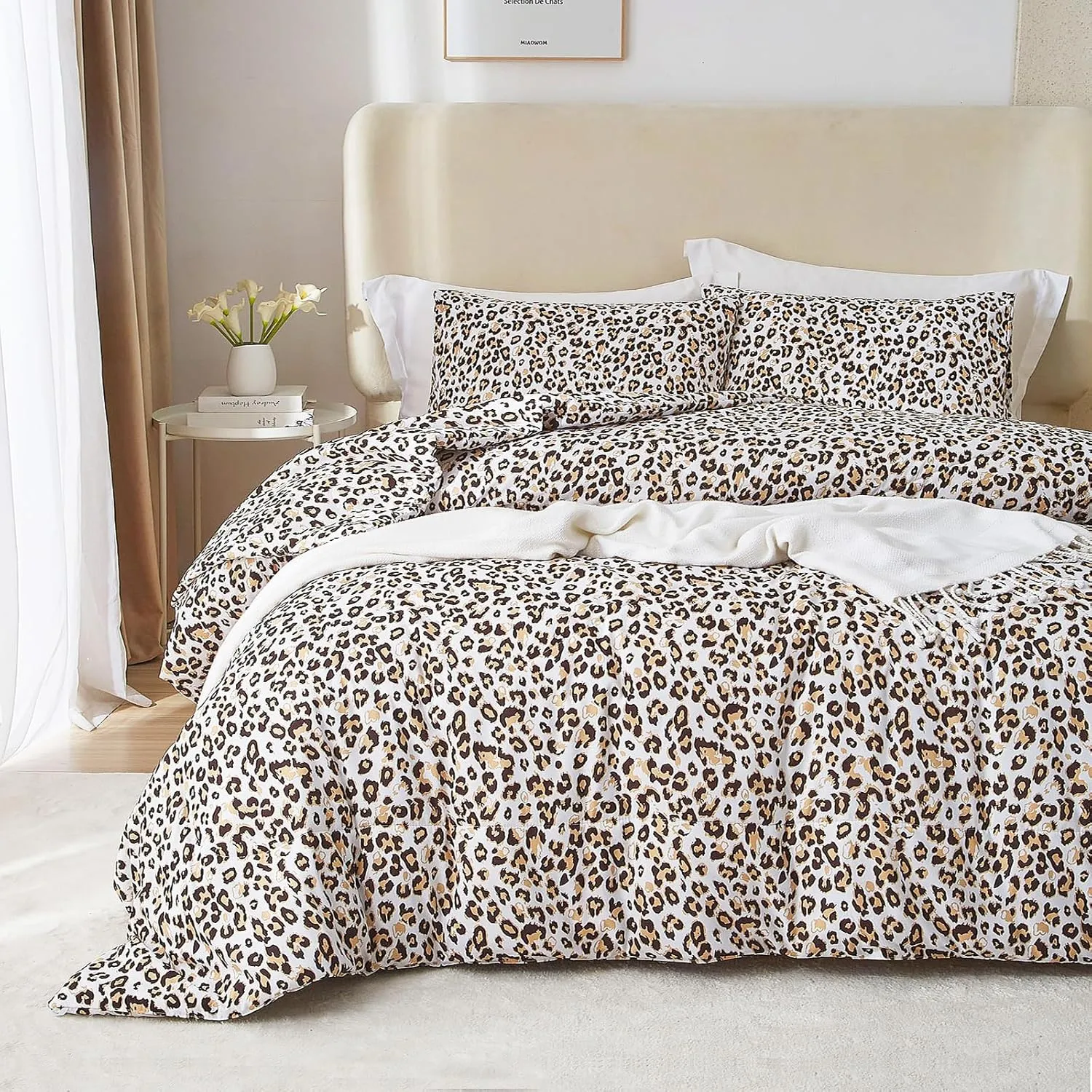 mixinni Black Brown Leopard Print Comforter Set Twin XL Size Women Ultra Soft Wildlife Animal Cheetah Print Comforter Men Abstract Bedding Set with 2 Pillowcases for All Seasons-Twin XL Size