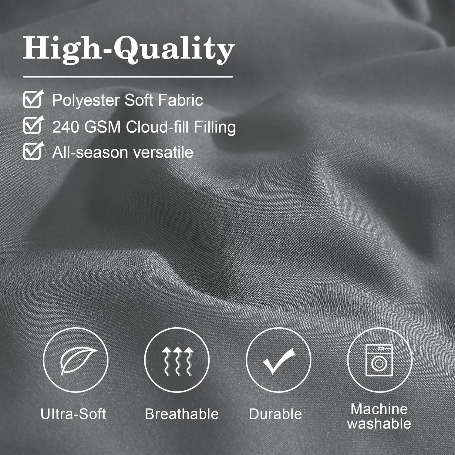 Monbix Queen Comforter Set - 7 Pieces Grey Bed in a Bag Queen Bedding Sets with Comforters, All Seasons Down Alternative Comforter Bed Set with Sheets,Pillowcases & Shams