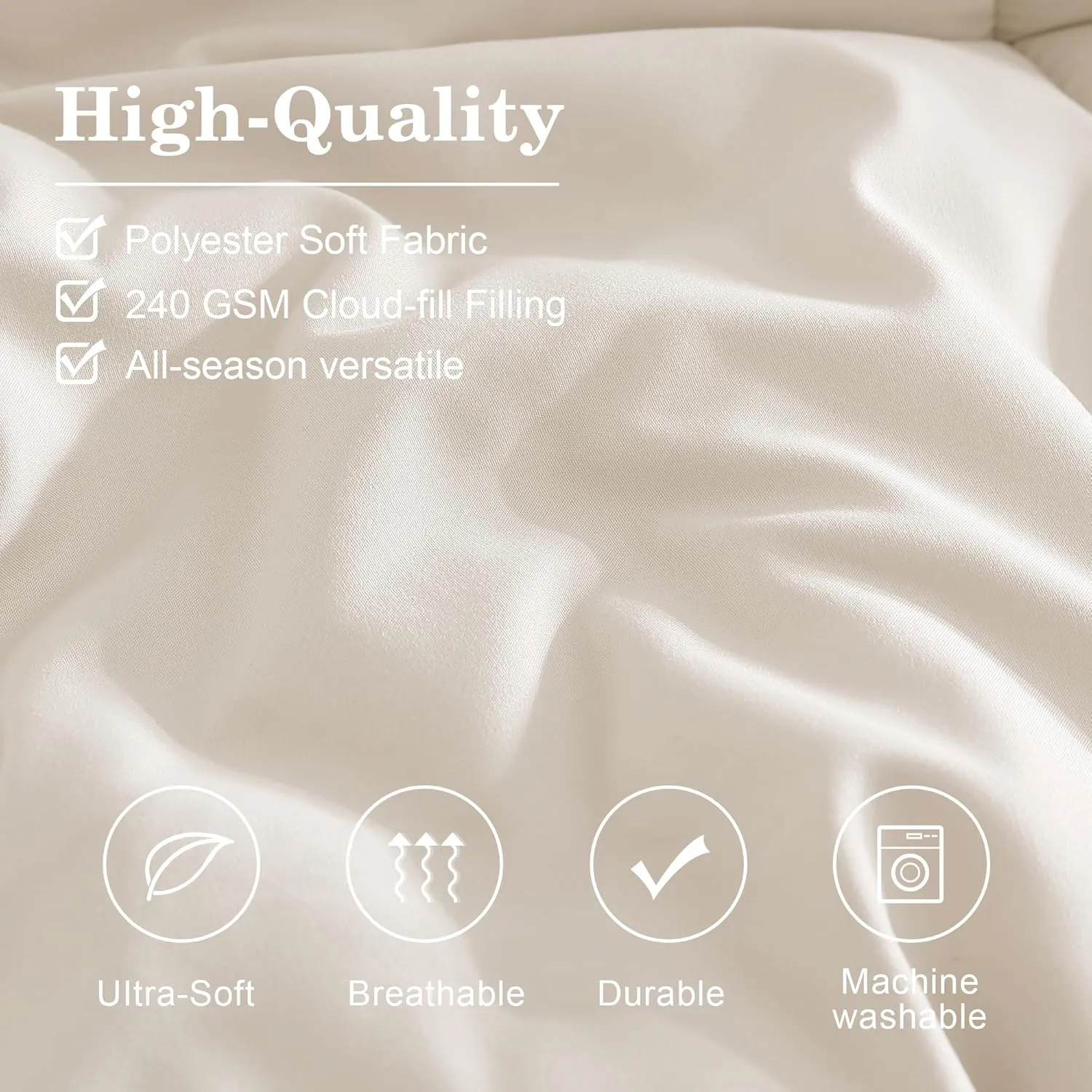 Monbix Queen Comforter Set - 7 Pieces Snow White Bed in a Bag Queen Bedding Sets with Comforters, All Seasons Down Alternative Comforter Bed Set with Sheets,Pillowcases & Shams