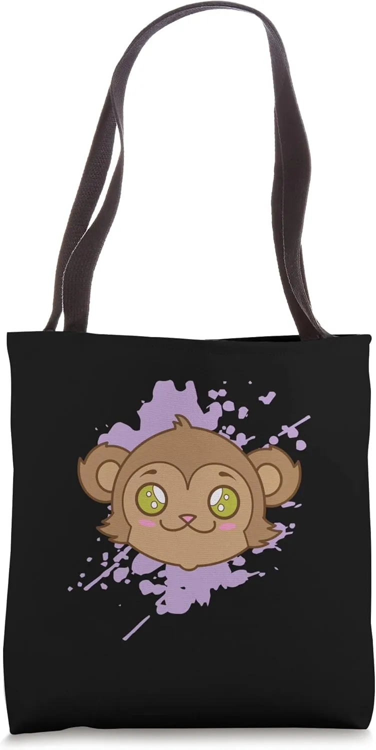 Monkey in japanese Kawaii Style Animal Tote Bag