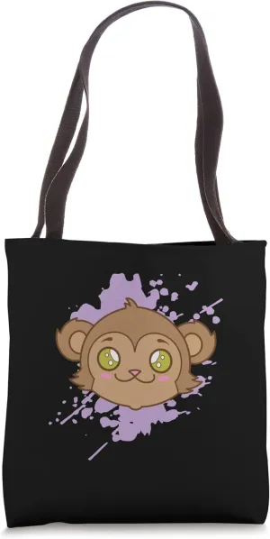 Monkey in japanese Kawaii Style Animal Tote Bag