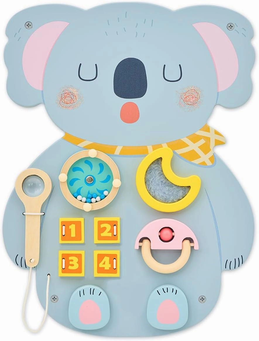 Monläurd® Wooden Koala Sensory Wall Toy, Busy Board for Toddlers, Montessori Sensory Wall Panel for Kids, Ideal for Classroom, Playroom & Daycare, Wall Activity Board