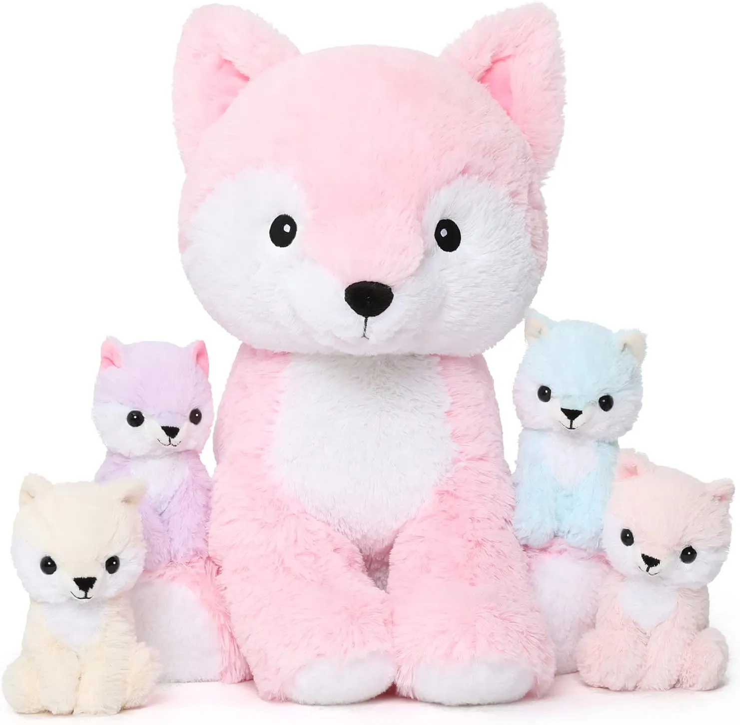 MorisMos Fox Stuffed Animals with Baby Inside, Soft 19 Inch Stuffed Fox Plush Toys Mommy & Babies Set, Gift for Women, Girls, Kids on Mother's Day, Birthday, Christmas