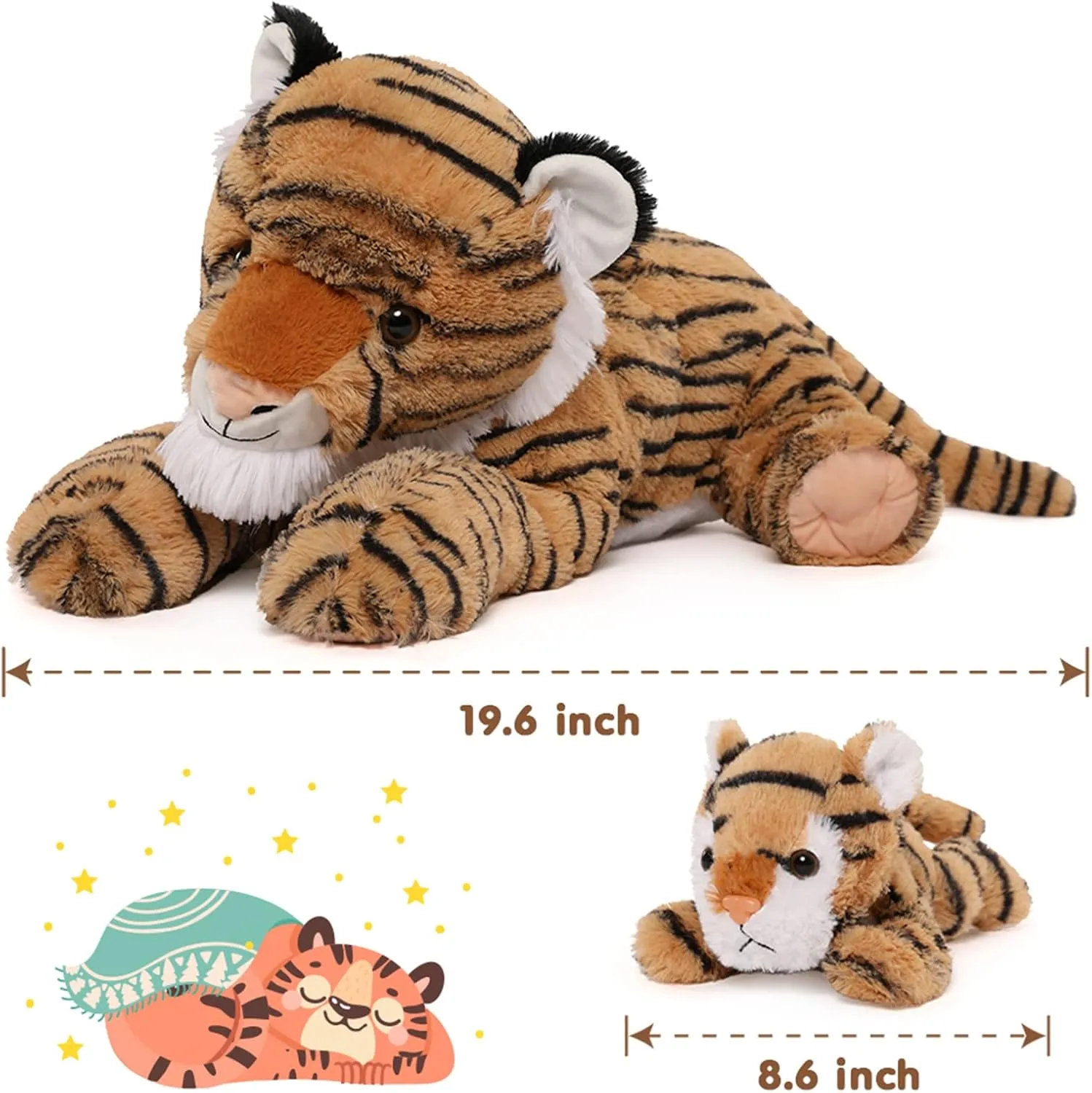 MorisMos Tiger Plush Toys - Soft Stuffed Tiger Mommy & Babies Set, Large Size, 20in