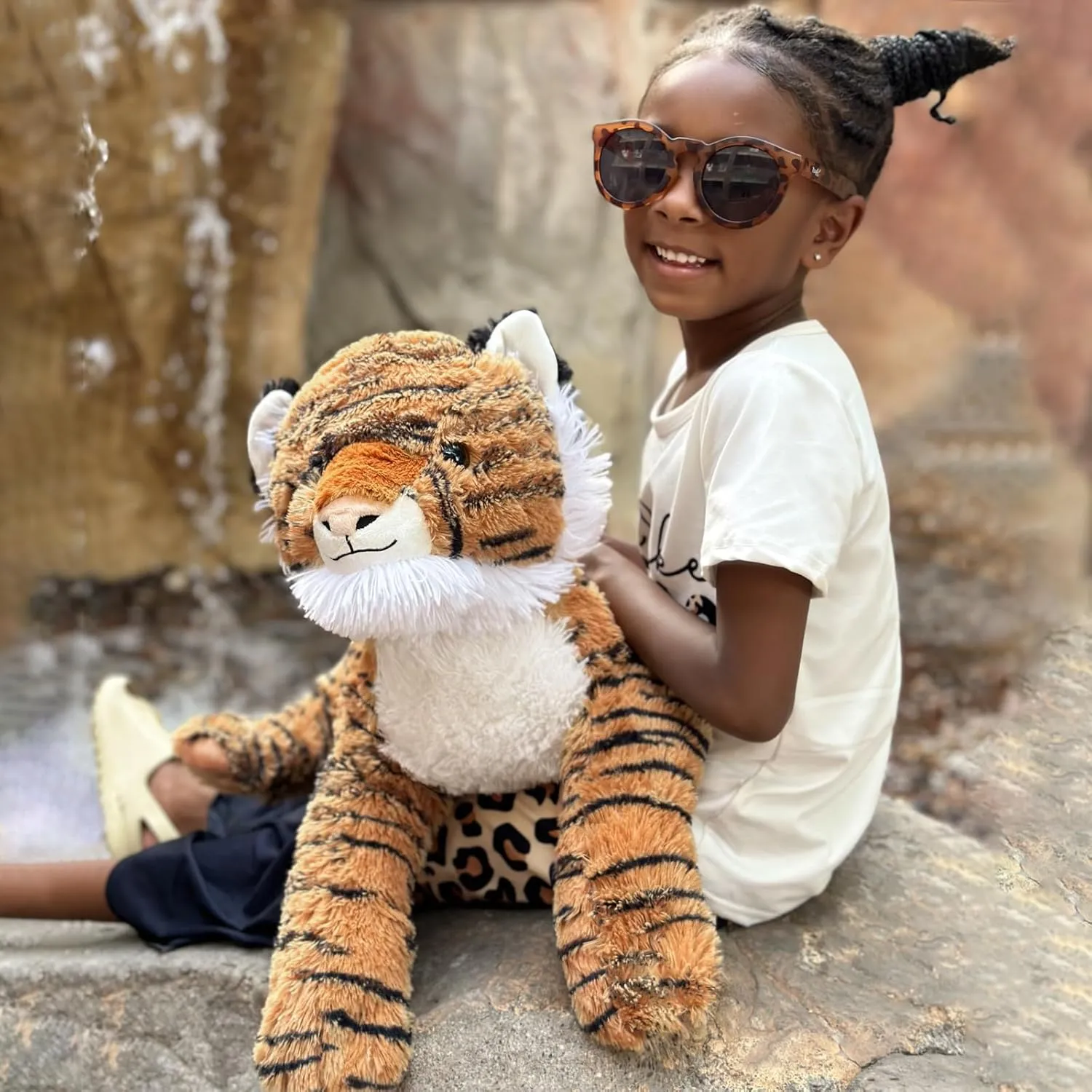MorisMos Tiger Plush Toys - Soft Stuffed Tiger Mommy & Babies Set, Large Size, 20in