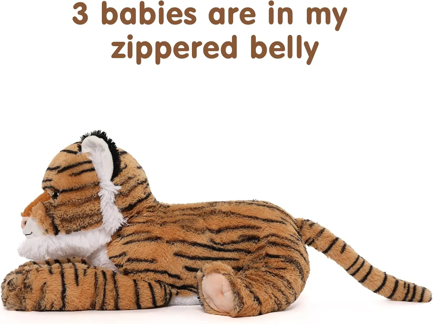 MorisMos Tiger Plush Toys - Soft Stuffed Tiger Mommy & Babies Set, Large Size, 20in
