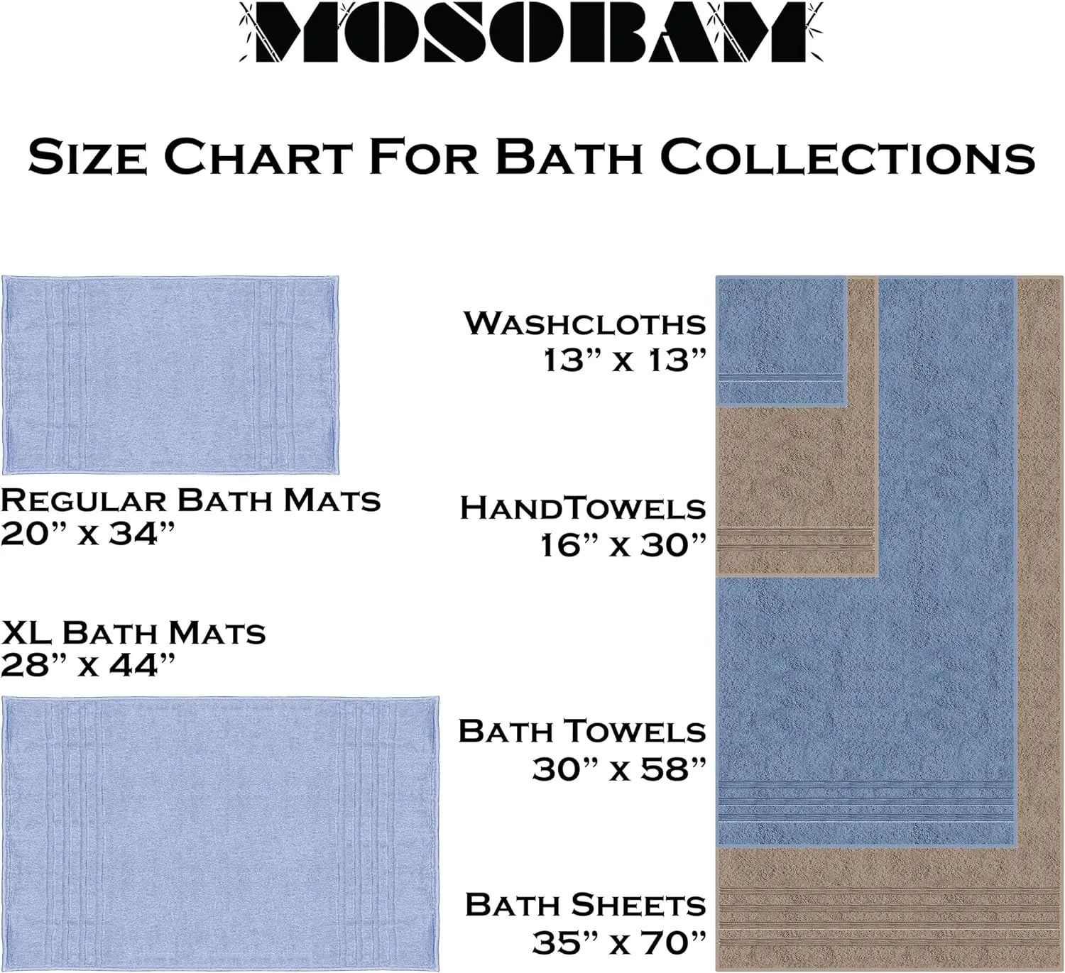 Mosobam Luxury Turkish 8pc Towel Set 30X58 16X30 13X13 Light Grey (Gray) 700 GSM Bamboo Viscose & Aegean Turkish Combed Cotton