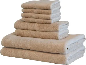 Mosobam Luxury Turkish 8pc Towel Set 30X58 16X30 13X13 Light Taupe 700 GSM Bamboo Viscose & Aegean Turkish Combed Cotton