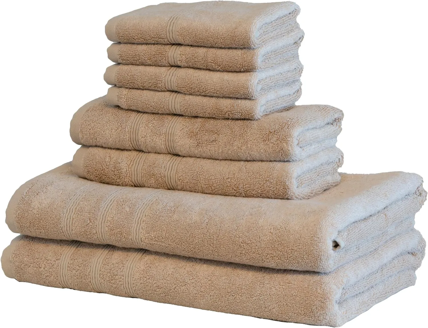 Mosobam Luxury Turkish 8pc Towel Set 30X58 16X30 13X13 Light Taupe 700 GSM Bamboo Viscose & Aegean Turkish Combed Cotton
