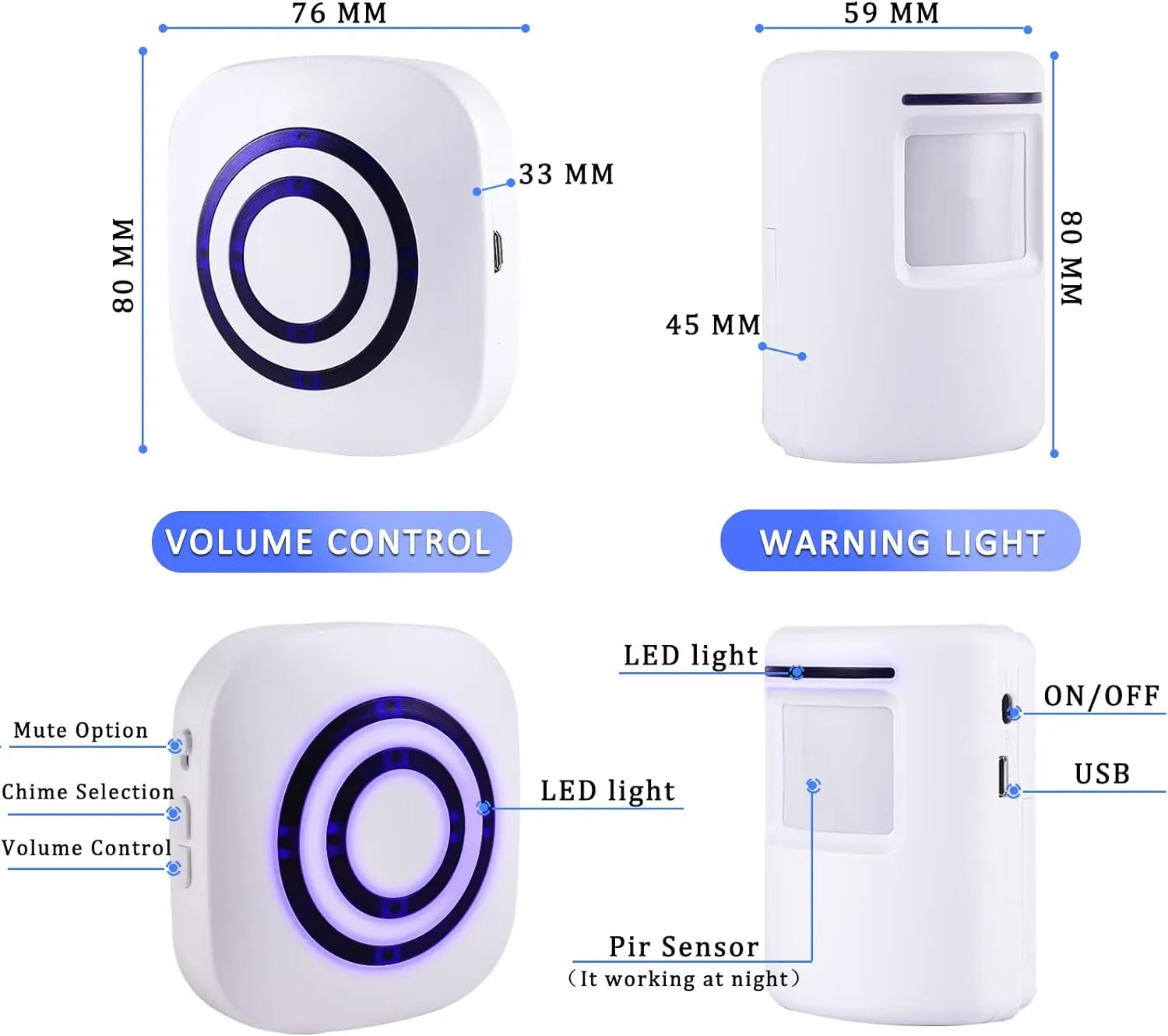 Motion Sensor Alarm System, Wireless Home Security Driveway Alarm Indoor, Motion Detector Alert with 2 Sensor and 1 Receiver -38 Chime Tunes