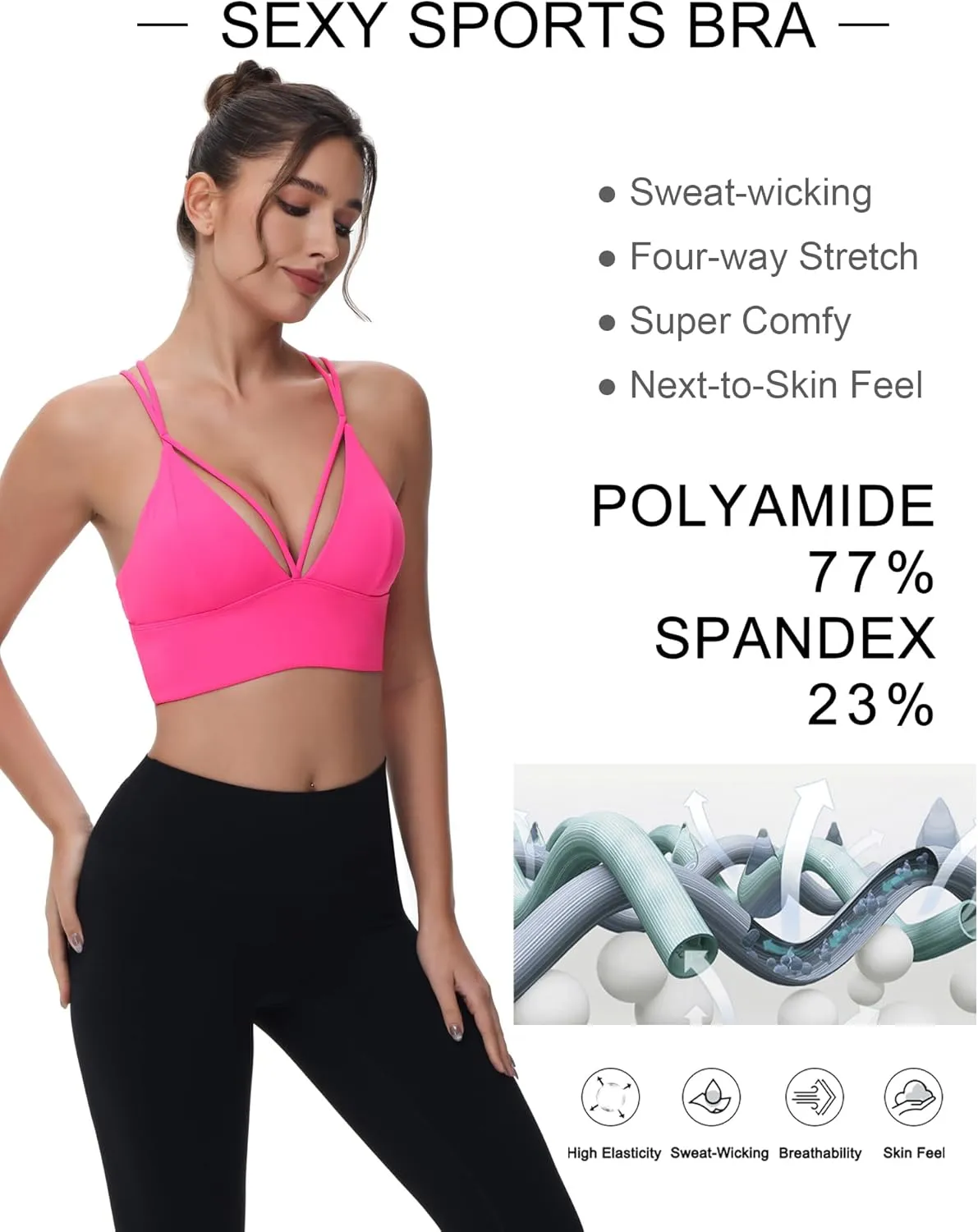 MotoRun Bralettes for Women, Strappy Sports Bra Push up Bralette Sexy Bras Rave Top