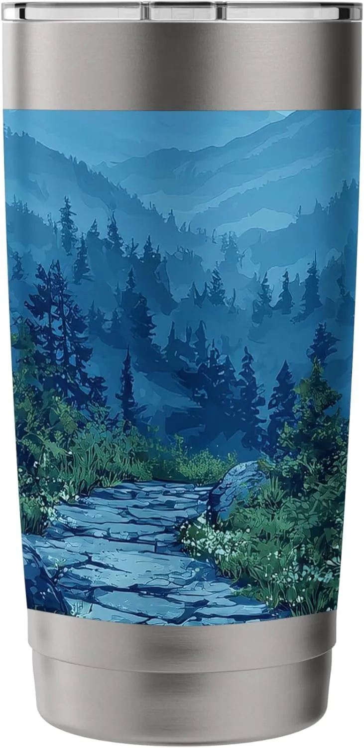 Mountain Trail With View Vintage Landscape Graphic Stainless Steel Insulated Tumbler