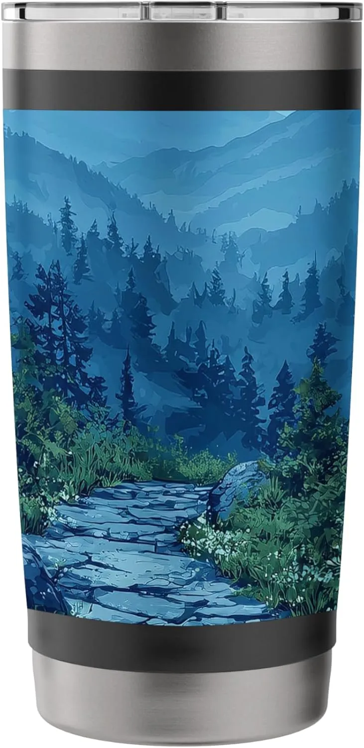 Mountain Trail With View Vintage Landscape Graphic Stainless Steel Insulated Tumbler