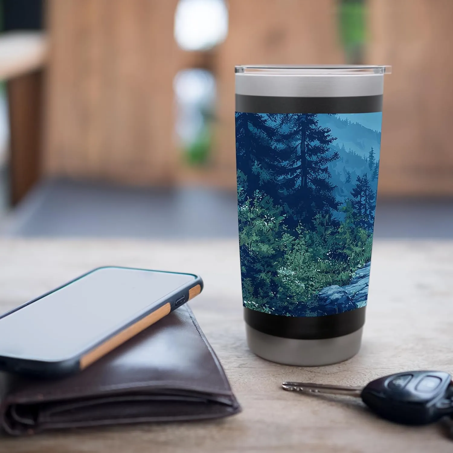 Mountain Trail With View Vintage Landscape Graphic Stainless Steel Insulated Tumbler