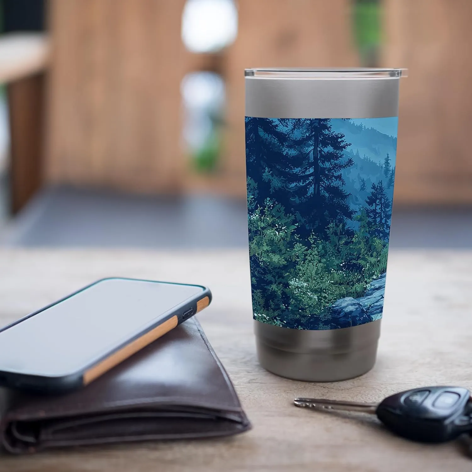 Mountain Trail With View Vintage Landscape Graphic Stainless Steel Insulated Tumbler