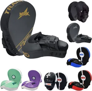 MRX Gel Tech Boxing Hook & Jab Pads MMA Focus Punching Mitts Training Thai Kick Strike Shield Curved Black/White