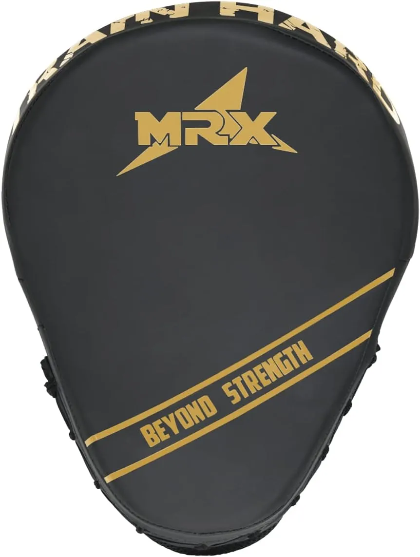 MRX Gel Tech Boxing Hook & Jab Pads MMA Focus Punching Mitts Training Thai Kick Strike Shield Curved Black/White