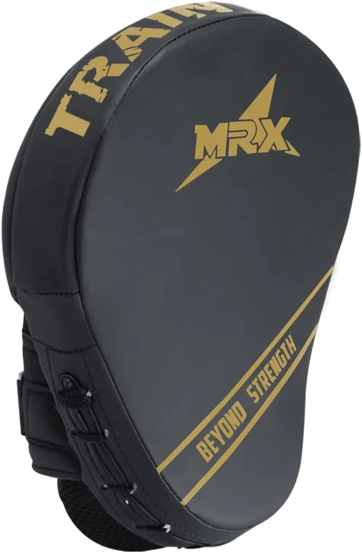 MRX Gel Tech Boxing Hook & Jab Pads MMA Focus Punching Mitts Training Thai Kick Strike Shield Curved Black/White