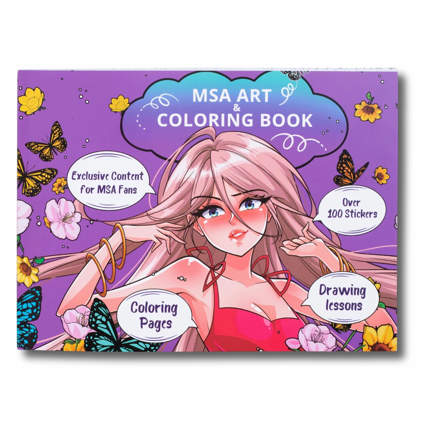 MSA official 103 Pages Best Large Inspirational Adult Coloring Books for Women Teens 133 Stickers Cute Anime Sketchbook Anxiety Stress Relief Coloring Adults Drawing Book for Relaxation Paperback – January 1, 2024