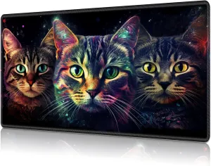 MTG Playmat,Game Play Mat for MTG TCG 24 x 14 inches Cards Game Playmats,Trading Card Game Stitched Play Mats Commander Deck Gaming Desk Mat Card Gameplay Mats,Three Cute Cats