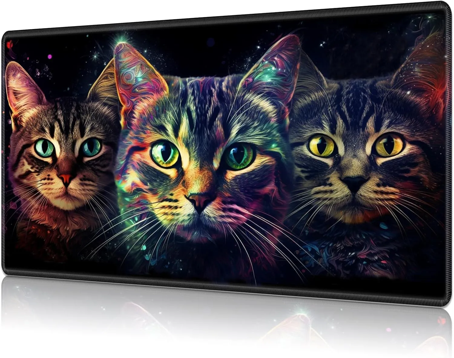 MTG Playmat,Game Play Mat for MTG TCG 24 x 14 inches Cards Game Playmats,Trading Card Game Stitched Play Mats Commander Deck Gaming Desk Mat Card Gameplay Mats,Three Cute Cats