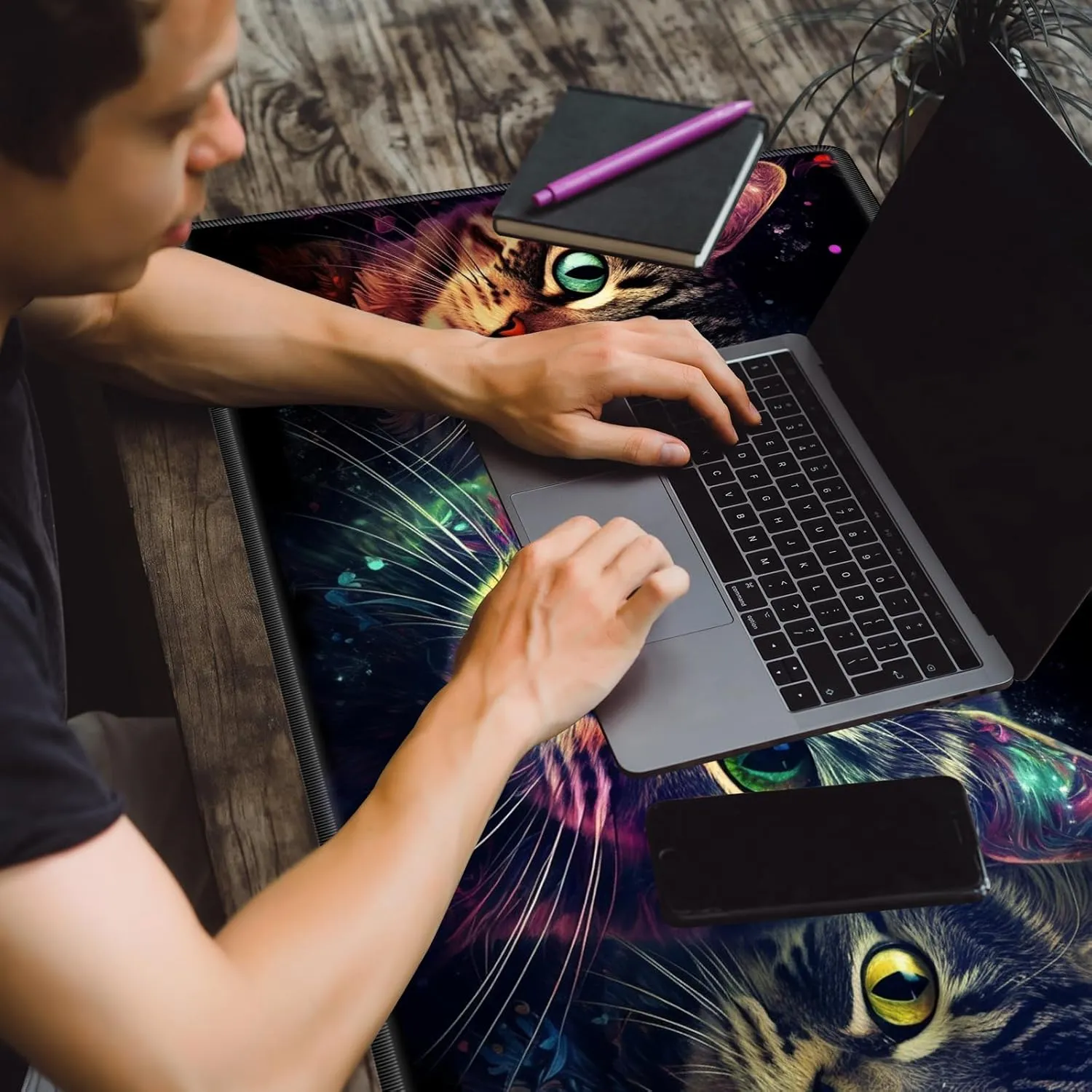 MTG Playmat,Game Play Mat for MTG TCG 24 x 14 inches Cards Game Playmats,Trading Card Game Stitched Play Mats Commander Deck Gaming Desk Mat Card Gameplay Mats,Three Cute Cats