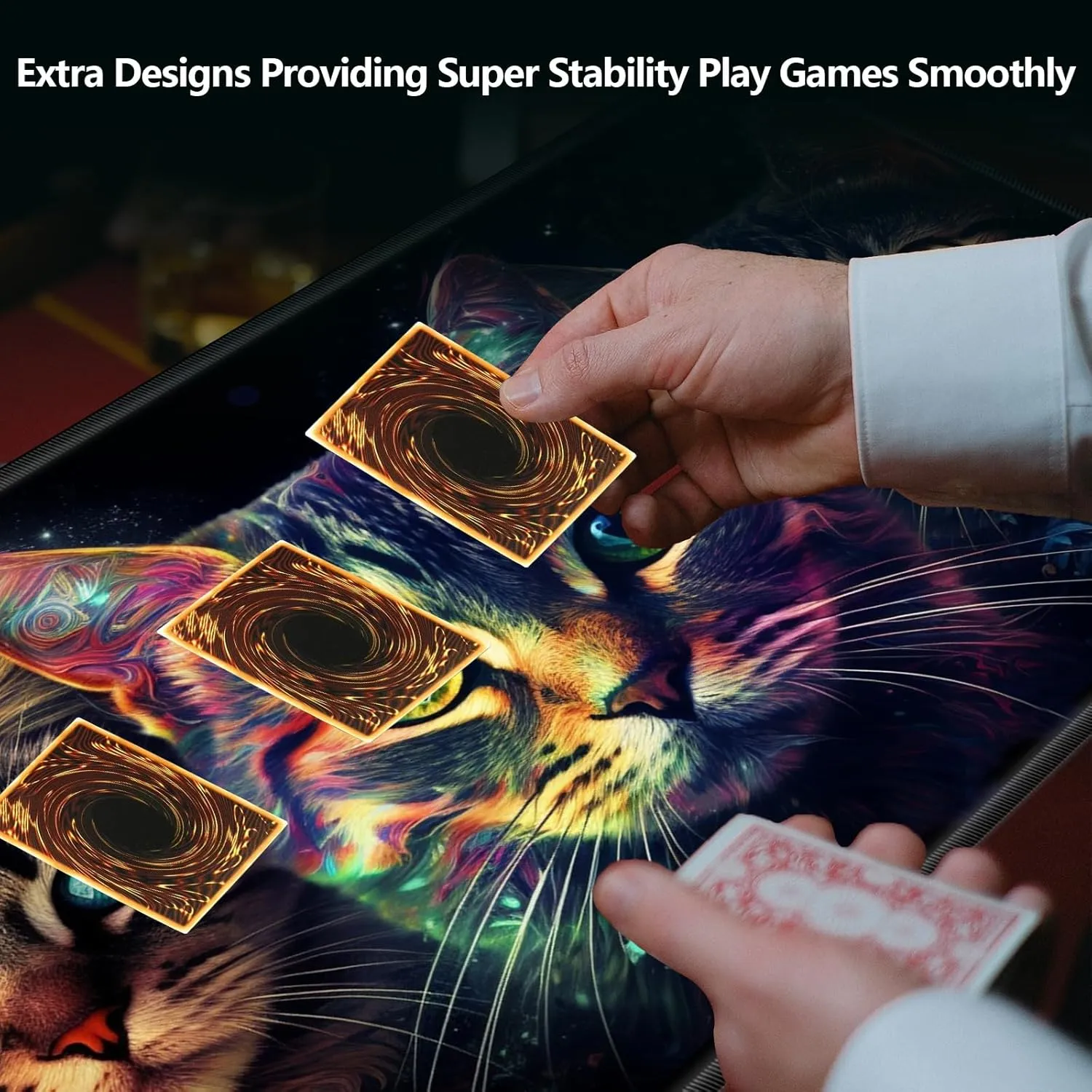 MTG Playmat,Game Play Mat for MTG TCG 24 x 14 inches Cards Game Playmats,Trading Card Game Stitched Play Mats Commander Deck Gaming Desk Mat Card Gameplay Mats,Three Cute Cats